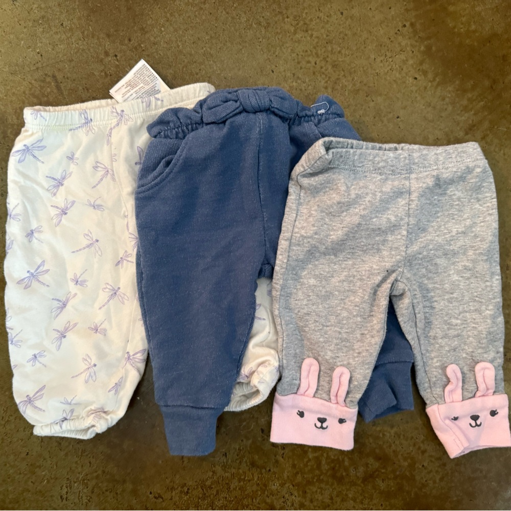 3 month girl Adorable Baby Pants Set Bundle - Blue, Gray, and White